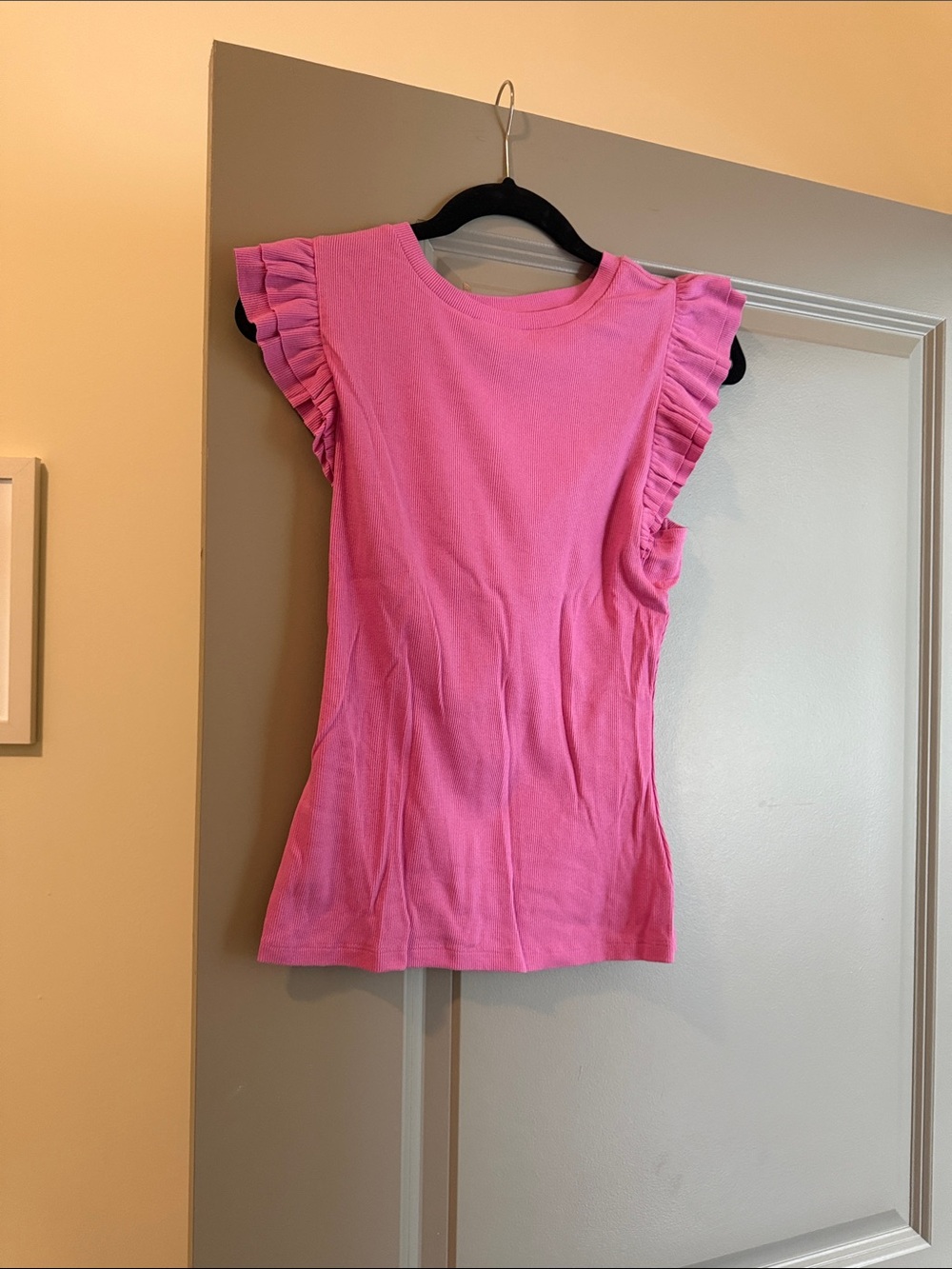 Pink GAP Flutter Sleeve Ribbed Tee Medium